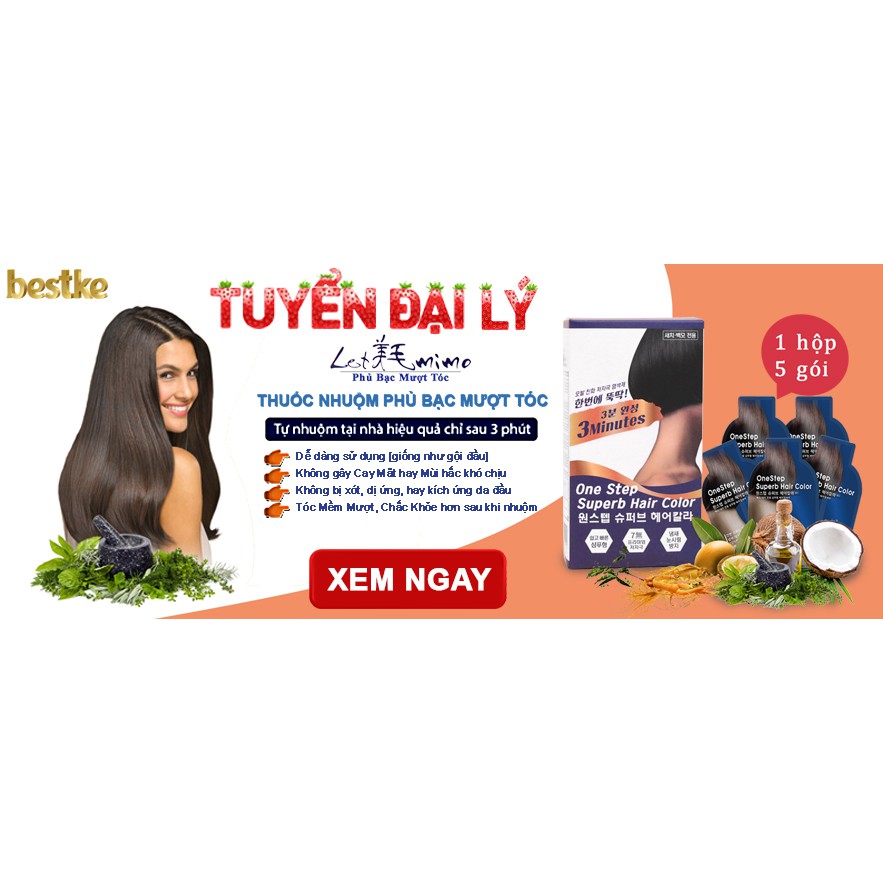 PHỦ BẠC MƯỢT TÓC 22 Thành phần Thảo Mộc LETMIMO, Tự nhuộm tại nhà, Màu Nâu Đen, Gói 20ml | BigBuy360 - bigbuy360.vn