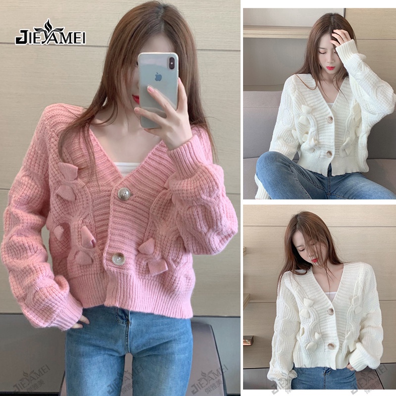 Áo Khoác Len Cardigan Dáng Rộng Thắt Nơ Xinh Xắn Dễ Thương Hợp Thời Trang