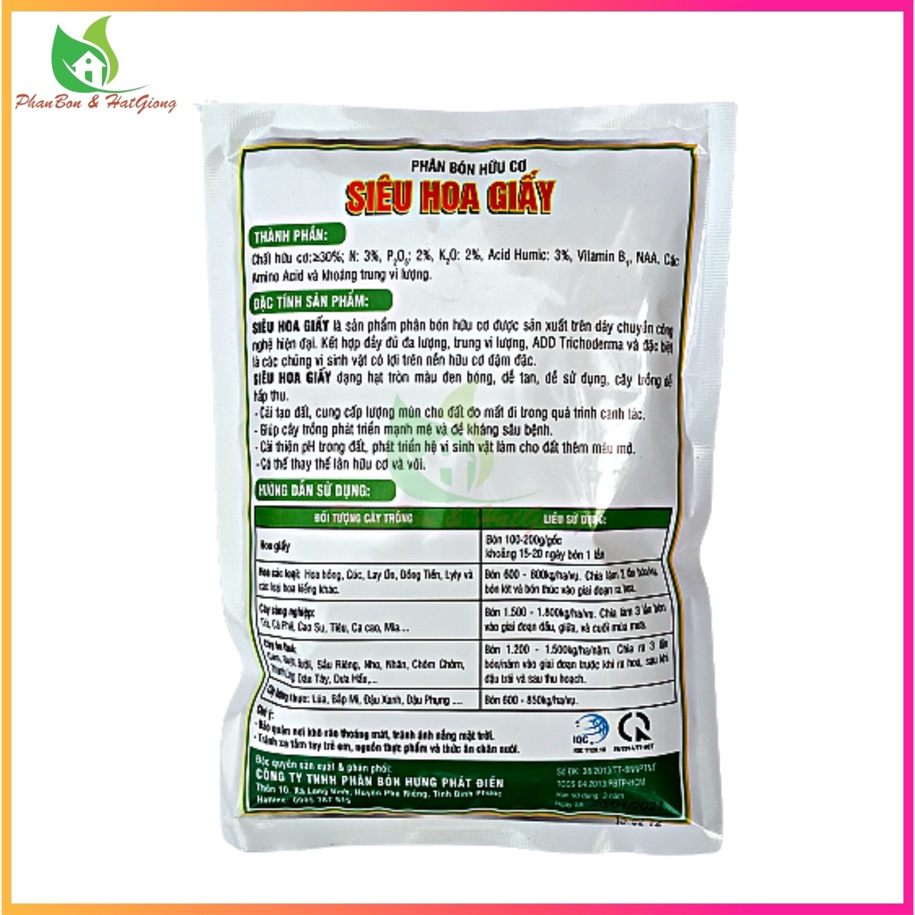 Phân Bón Hữu Cơ SIÊU HOA GIẤY Phân Bón Chuyên Dùng Cho Hoa Giấy Gói 700g - Shop Phân Bón và Hạt Giống