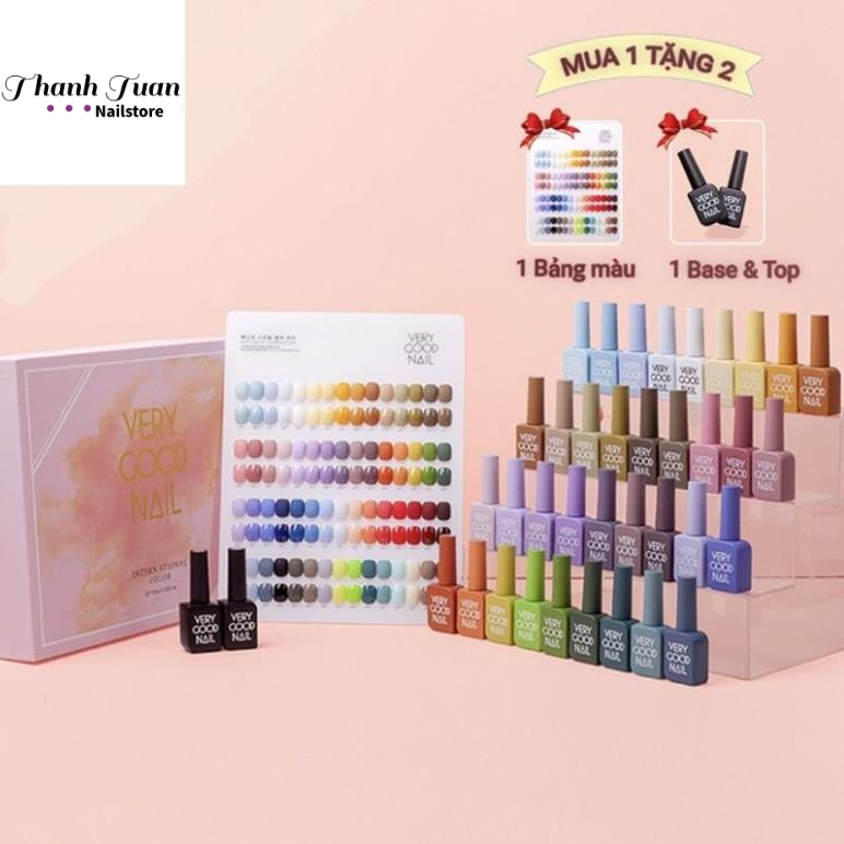 Set sơn gel Very Good nail 60 chai chính hãng tặng kèm base top  - Phụ kiện đồ nail