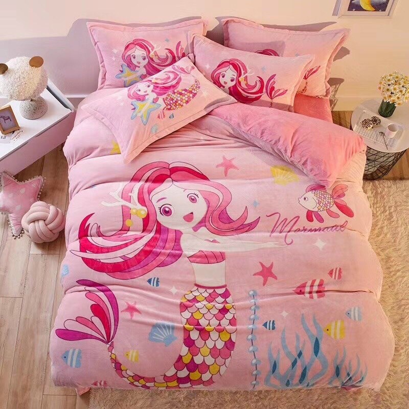 SET VỎ CHĂN NỈ NHUNG HOẠT HÌNH 3D CỰC XINH
