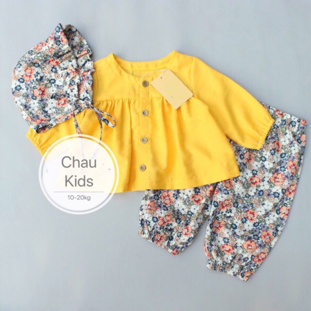 (Lẻ=sỉ)) Set đũi quần hoa bé gái siêu xinh kèm Nón - LOẠI 1