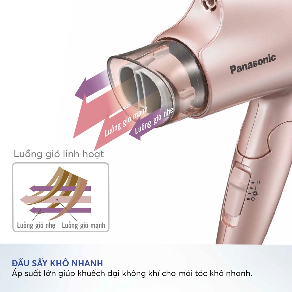 Máy sấy tóc Nanoe dưỡng ẩm, chăm sóc tóc và da đầu Panasonic EH-NA27PN645 - Tay cầm gập gọn, tiện lợi - Công Suất 1200W