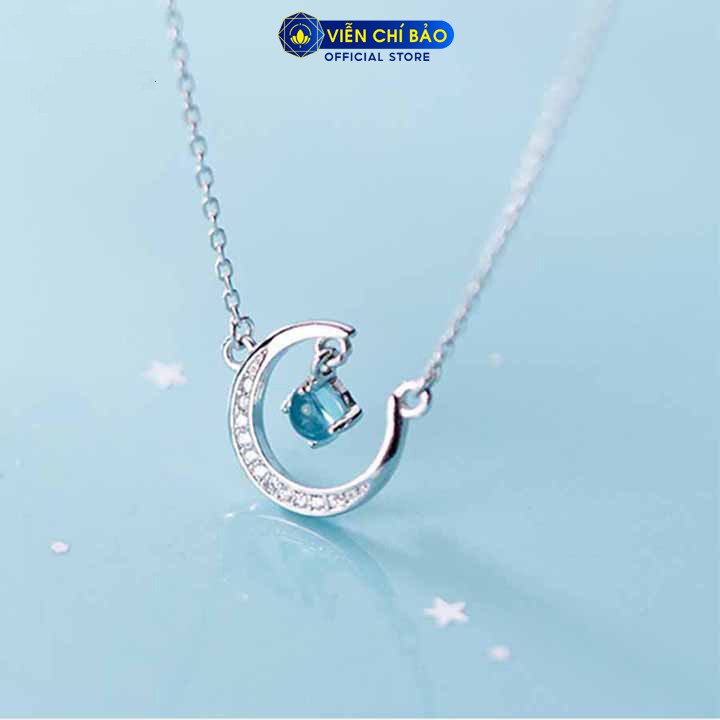 Dây chuyền bạc nữ trăng khuyết xanh dương chất liệu bạc 925 thời trang phụ kiện trang sức nữ Viễn Chí Bảo D400440