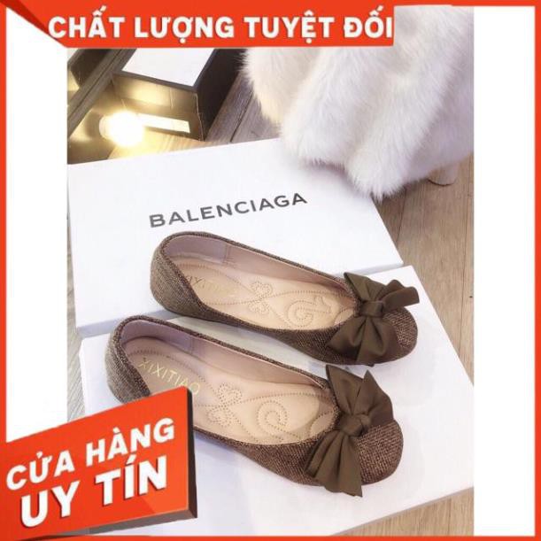 [Free Ship - Hàng Siêu Cấp] Giày Bệt Nữ Vải Dạ Đính Nơ Lụa Siêu Hot