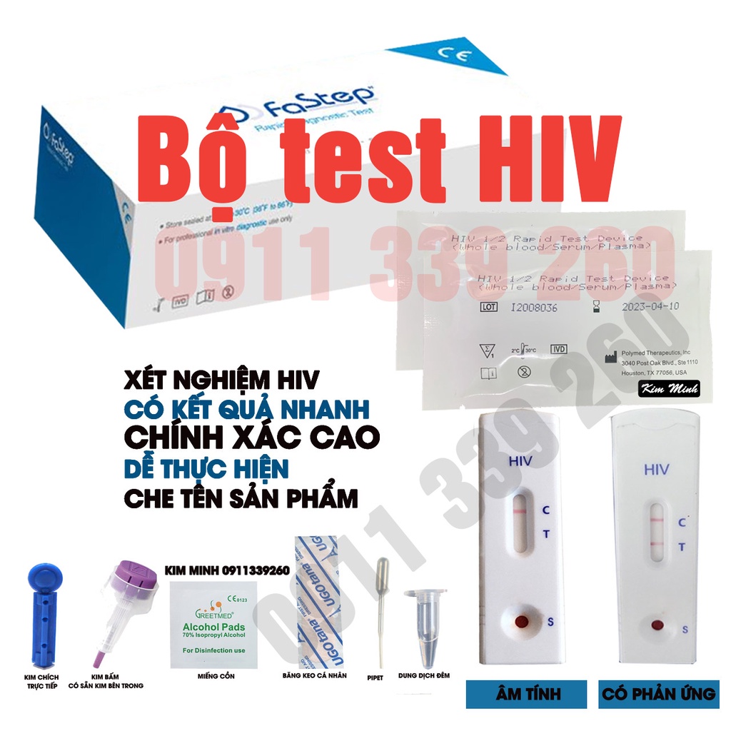 (HỎA TỐC HCM)Que thử nhanh HIV tại nhà Fastep USA kết quả chính xác đến 99%