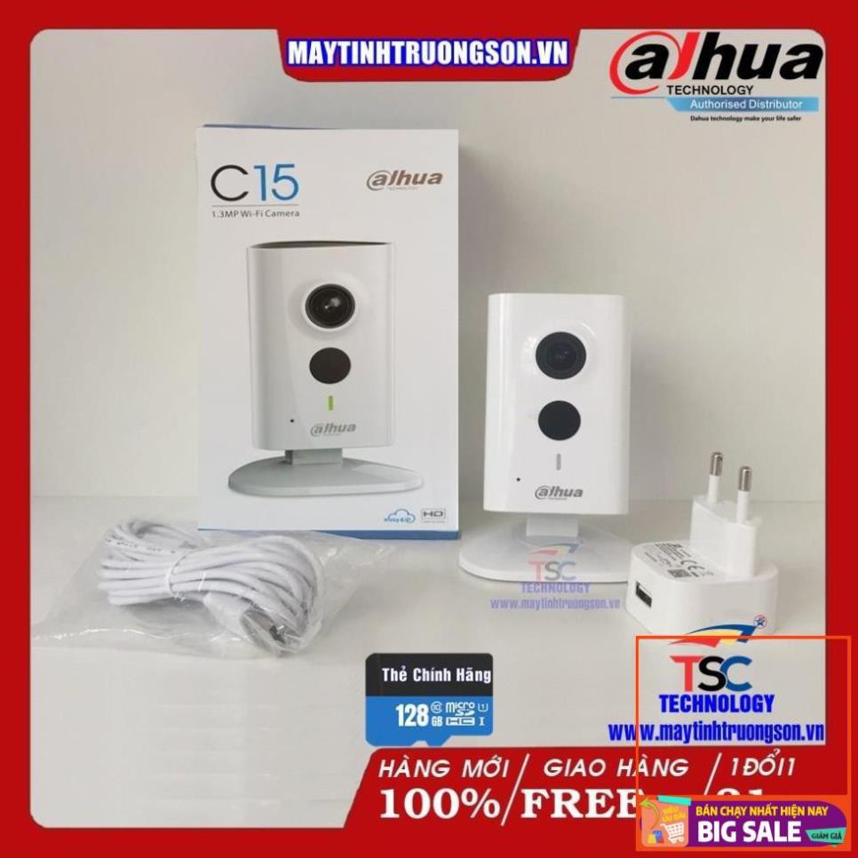 Camera IP Không Dây Dahua C15 IPC-C15P 1.3MP Tặng Kèm Thẻ Lưu Trữ 128Gb | Chính Hãng bảo hành 12 tháng