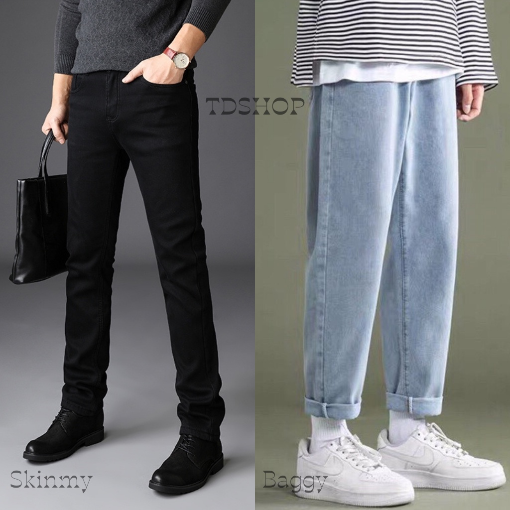 Quần Jean Bò Nam Ống Đứng Skinny + Quần Baggy Nam Ống Suông Rộng Basic QN-03 | BigBuy360 - bigbuy360.vn