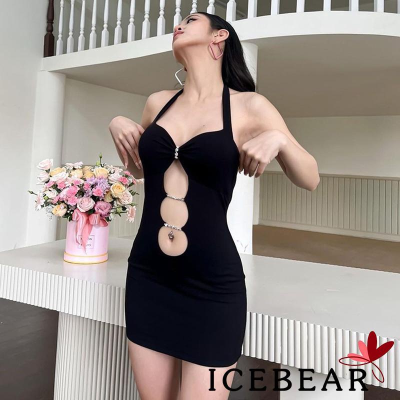 Đầm Không Tay Hở Lưng Màu Đen Trơn Dáng Ôm Gợi Cảm Dành Cho Nữ