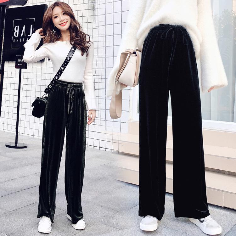 FREESHIP ĐƠN 99K_ Quần Nhung Ống Rộng Lưng Cao Thời Trang Thu Đông Cho Phái Nữ