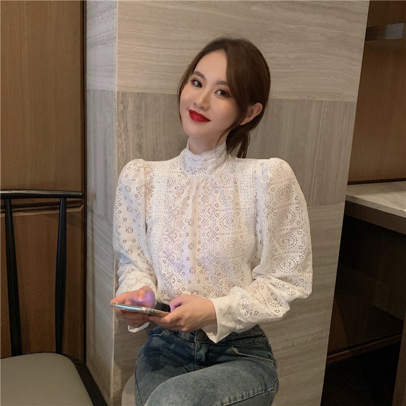 Xiaozhainv Áo kiểu phối ren hoa thiết kế thanh lịch cho phái nữ | BigBuy360 - bigbuy360.vn