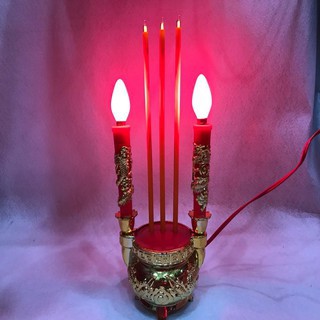 Đèn bàn thờ lư nhang điện đèn cày hình rồng vàng cực đẹp