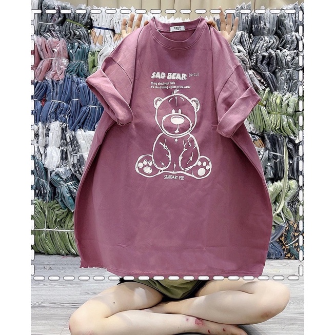 Áo thun, áo phông 3158 cotton form rộng màu hồng