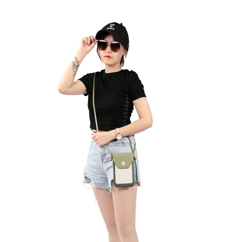 Túi Đeo Chéo Đựng Điện Thoại Họa Tiết Hoa Cúc Nhỏ Xinh Phong Cách Hàn Quốc Dễ Thương Cho Nữ