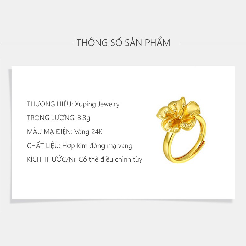 Nhẫn Nữ Mạ Vàng 24K, Phong Cách Cổ Điển Sang Trọng - XPN07