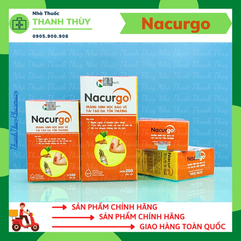 NACURGO [Chai 12ml-30ml] Dung Dịch Xịt Tạo Màng Sinh Học, Bảo Vệ Da Tổn Thương