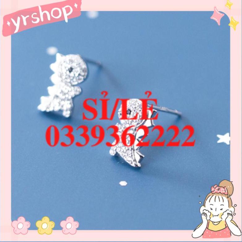 Bông Tai Mạ Bạc 925 Hình Khủng Long Đính Đá Xinh Xắn  HAIANHSHOP
