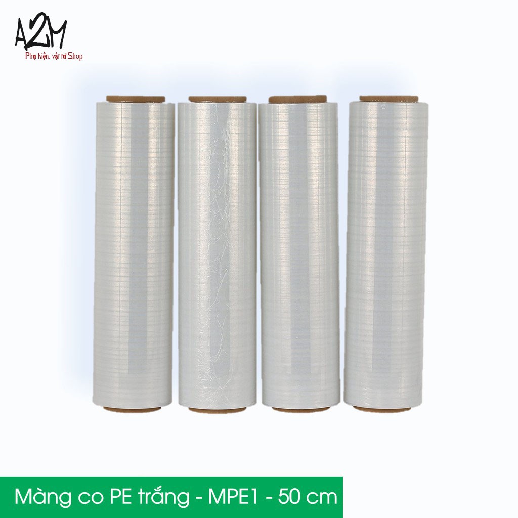 Màng chít PE khổ 50cm. Dùng đóng hàng nặng 2kg, lõi mỏng