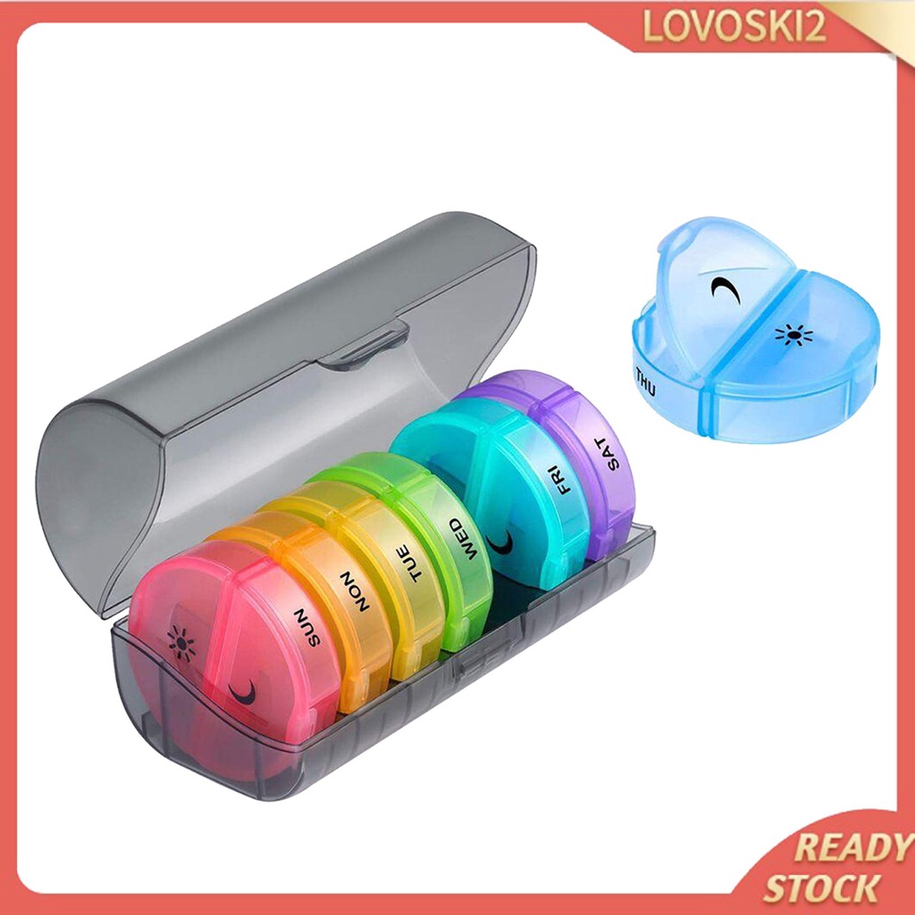 Twice-a-Day Weekly Pill Organizer 7 Day 2 Times a Day for Pills Supplements