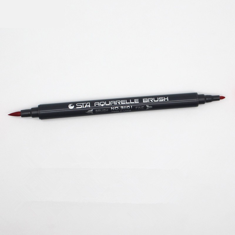 Bút brush 2 đầu nhiều màu: 1 đầu lông mềm + 1 đầu bút dạ fine cứng B01