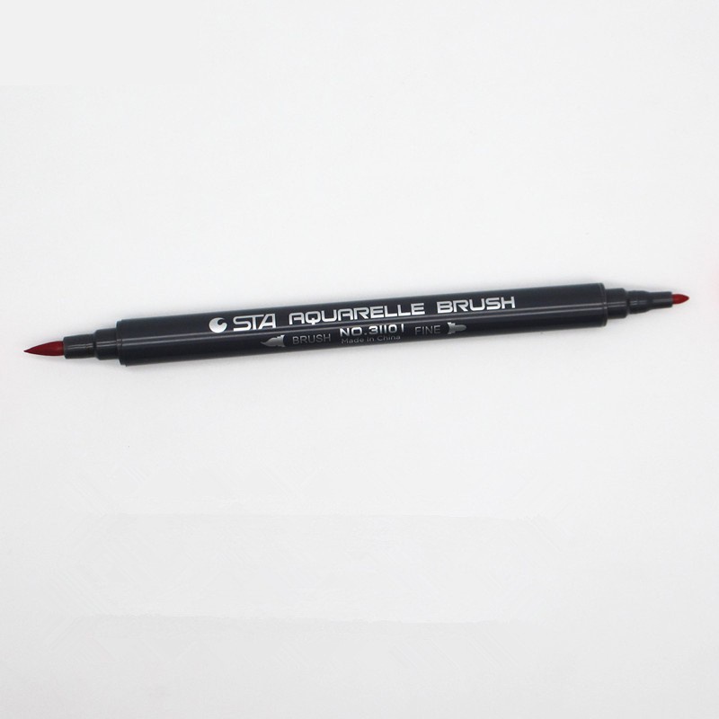 Bút brush 2 đầu nhiều màu: 1 đầu lông mềm + 1 đầu bút dạ fine cứng B01 bút viết calligraphy, tiêu đề