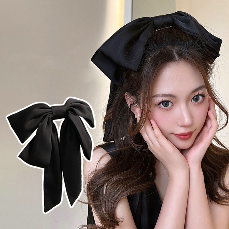 Kẹp Tóc Nơ Lớn Bằng Lụa Phong Cách Hàn Quốc Cổ Điển Dành Cho Nữ
