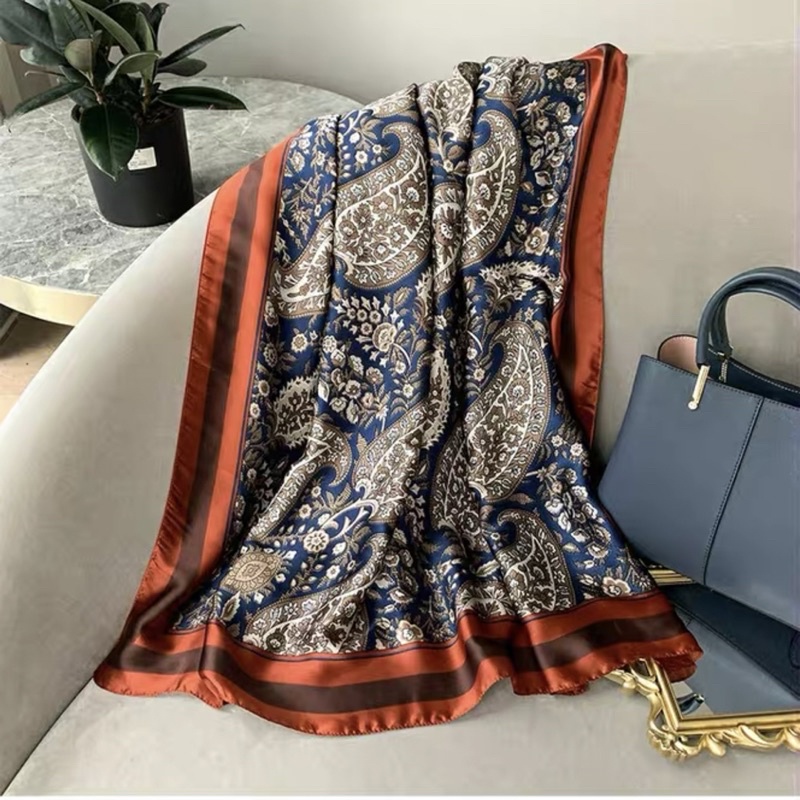 Khăn Choàng Lụa Cao Cấp Hoạ Tiết Boho Vintage Độc Lạ