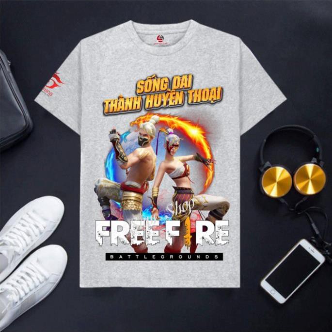 VHL Store [FREE FIRE] Áo thun nam in hình Free Fire cotton màu ghi xám giá rẻ WAG VHL Store