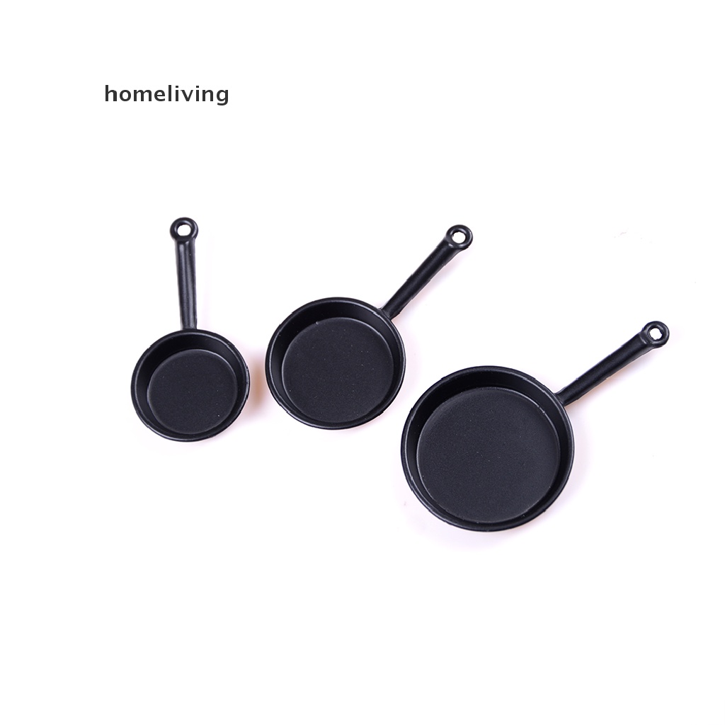 Set 3 Chảo Chiên Mini Bằng Kim Loại Cho Nhà Búp Bê