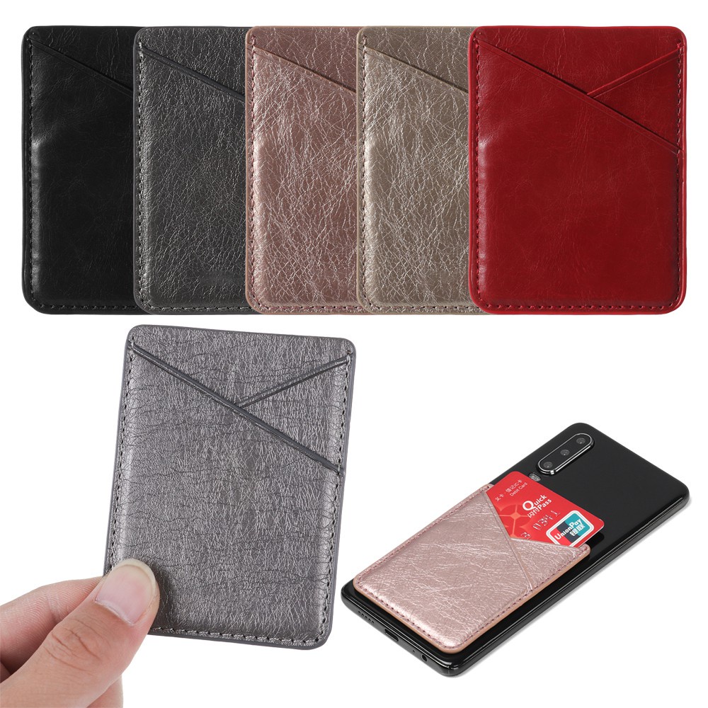 PATH New Cellphone Pocket Universal Wallet Case Card Holder Double-deck Adhesive Sticker Leather Solid Bag Pouch/Multicolor