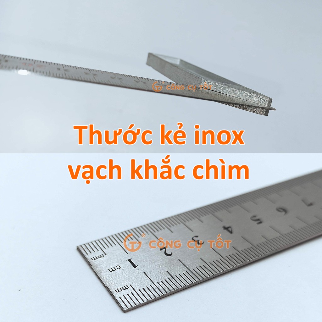 Thước ke góc vuông 30cm thép lò xo chống mòn rỉ số vạch khắc chìm