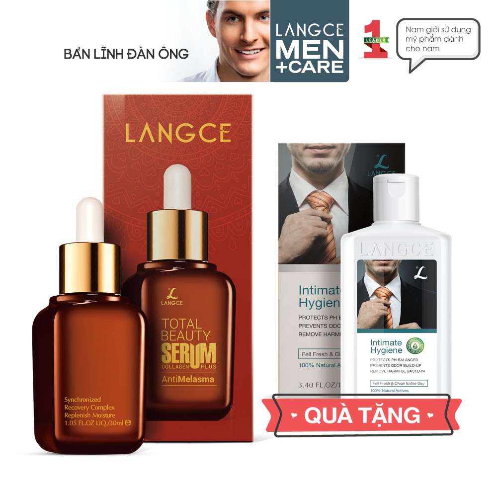 Serum Collagen+ Đẹp Da Chữa Nám Tàn Nhang, Đồi Mồi Anti Melasma 30ml TẶNG Gel Vệ Sinh Vùng Kín 100ml LANGCE dành cho Nam