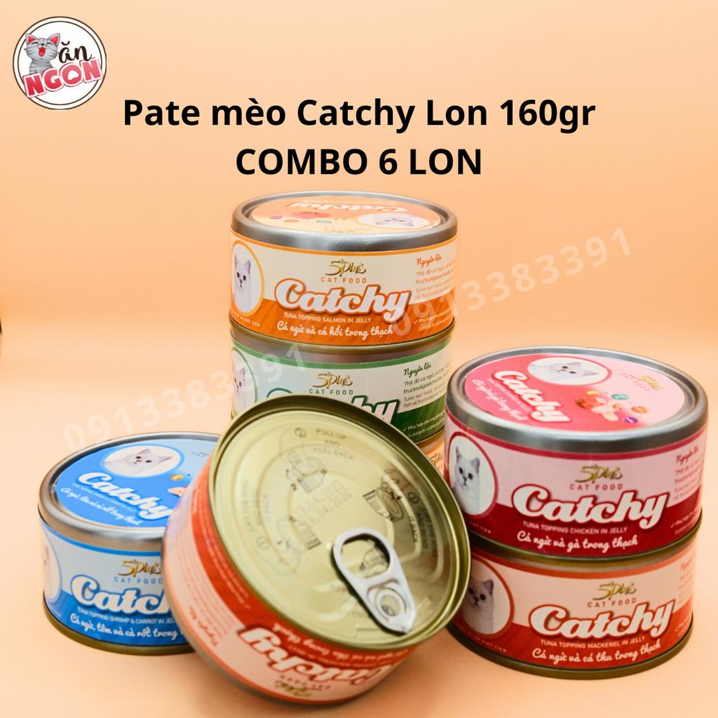 Combo 6 lon Pate Mèo Catchy 160gr - Pate cho mèo làm từ thịt cá thật - Thức ăn ướt cho mèo giàu dinh dưỡng