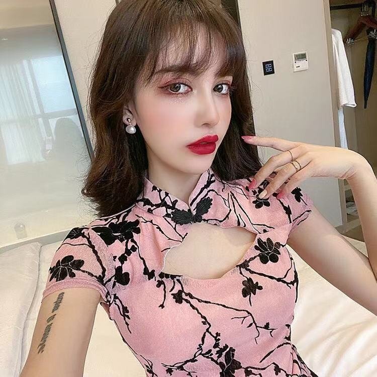 Đầm Sườn Xám In Họa Tiết Phong Cách Retro Trung Hoa Quyến Rũ Cho Nữ