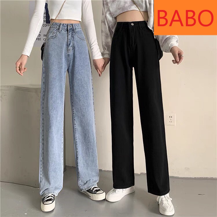 QUẦN JEAN ỐNG RỘNG NỮ LƯNG CAO LAI CUỐN ĐỦ MÀU XANH NHẠT, XANH ĐẬM, ĐEN CAO CẤP BABO ĐỦ SIZE S, M, L SIÊU DUYÊN DÁNG