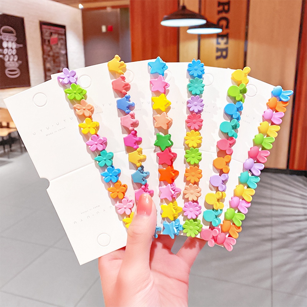 RainBow Bows Hộp 36 Kẹp Tóc Nhỏ Màu Trơn Họa Tiết Hoa Hoạt Hình Phong Cách Hàn Quốc Đáng Yêu Cho Bé Gái