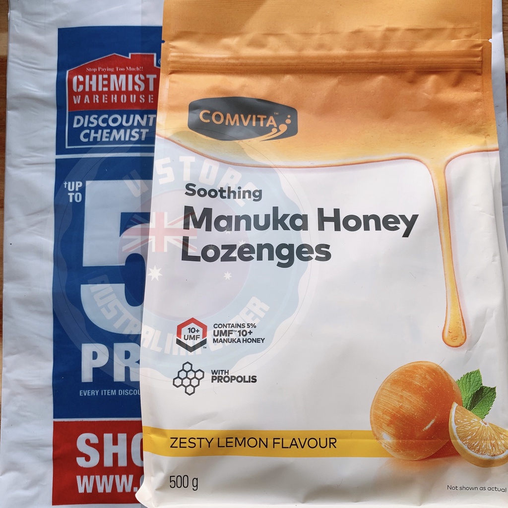 Kẹo ngậm mật ong vị chanh Comvita Manuka Honey Lozenges