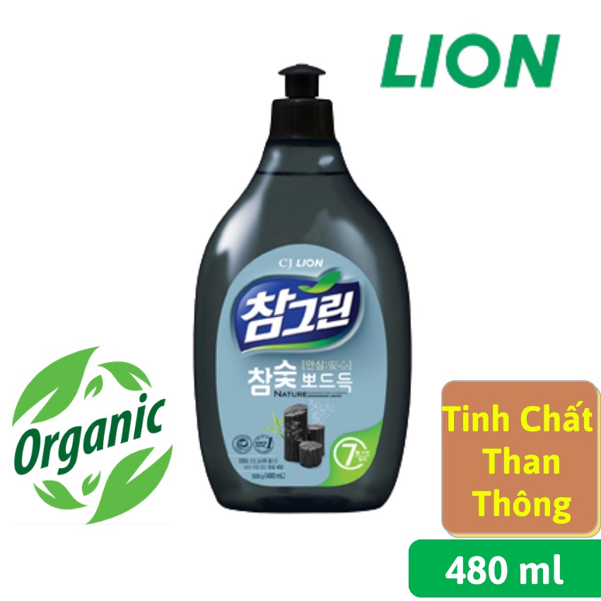 Nước rửa chén hữu cơ Lion Real Green tinh chất Than Thông 480 ml - Nam Hàn