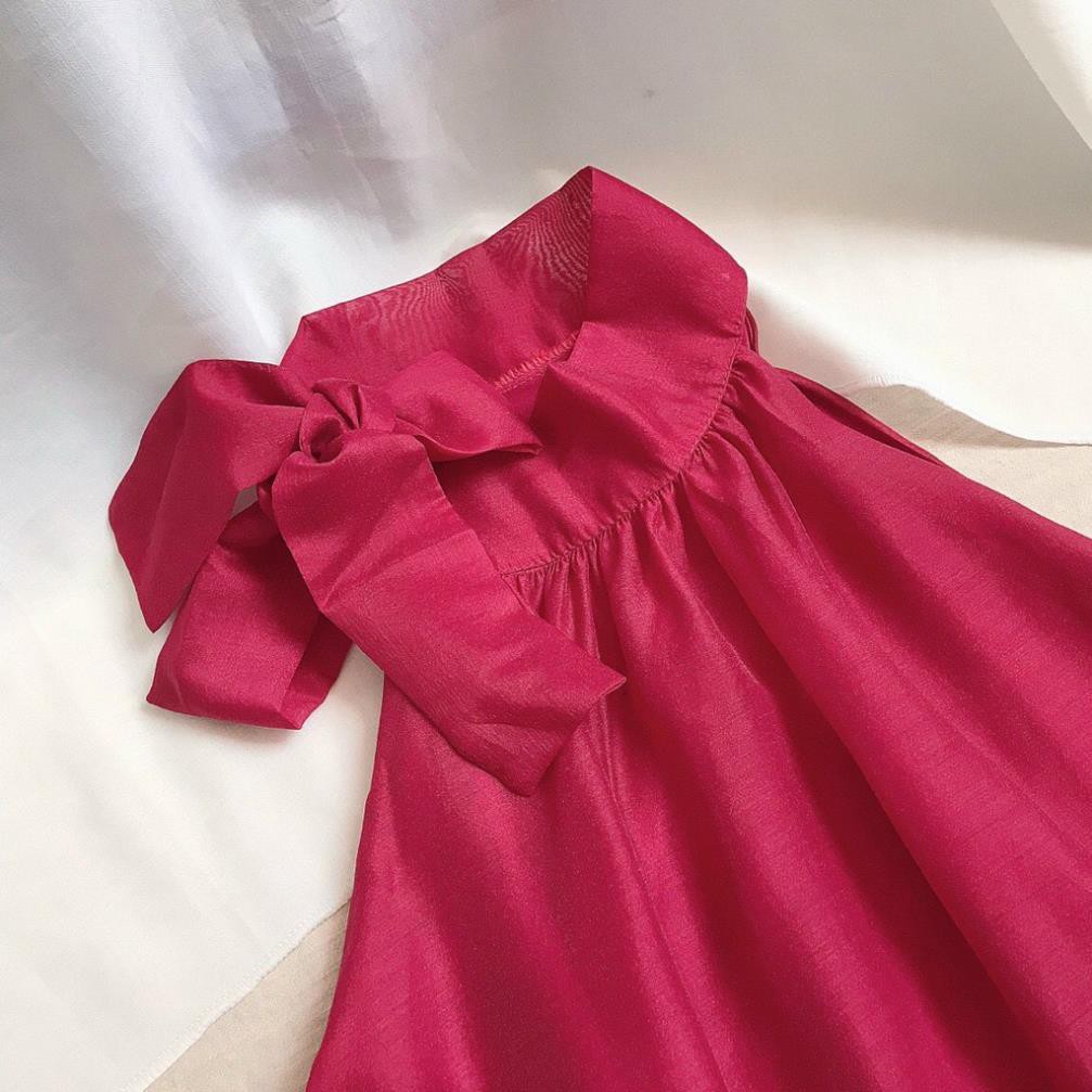 Đầm Cổ Yếm Đỏ- Váy Nữ Cổ Nó Nơ Cực Chất- Kiểu Dáng Hiện Đại, Sang Chảnh Phù Hợp Cho Các Nàng Đi Làm, Dạo Phố, Dự Tiệc ✔️