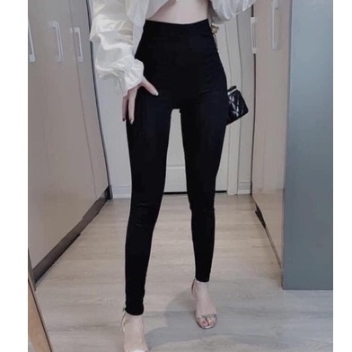 Quần legging nữ cao cấp chất cotton co dãn ôm dáng màu đen mặc tập gym thể thao  Quần tregging nữ đi học sinh công sở