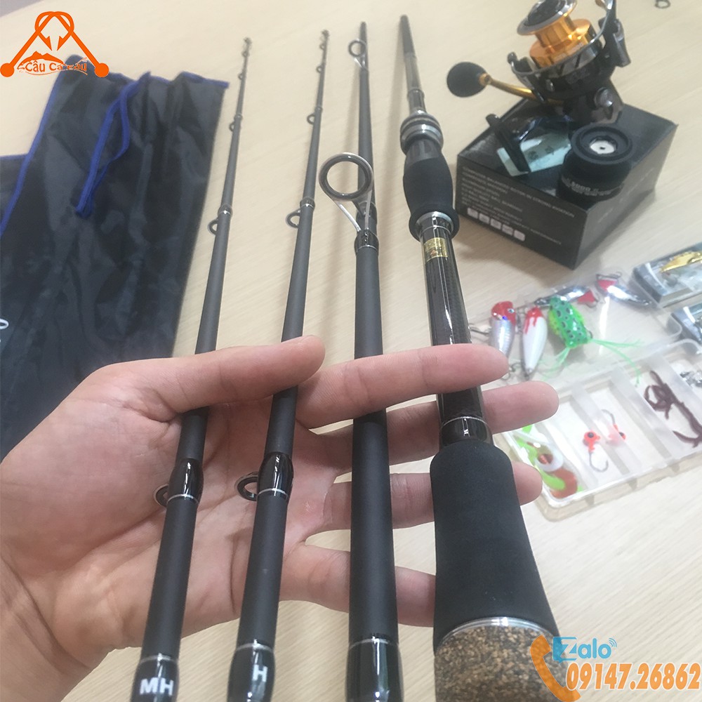 Cần Câu Lure Cá Lóc Hunting Black 2 Ngọn Siêu Khỏe Chất Liệu Cacbon Siêu Khỏe Nhấc Tĩnh 3.5kg - Caucaed