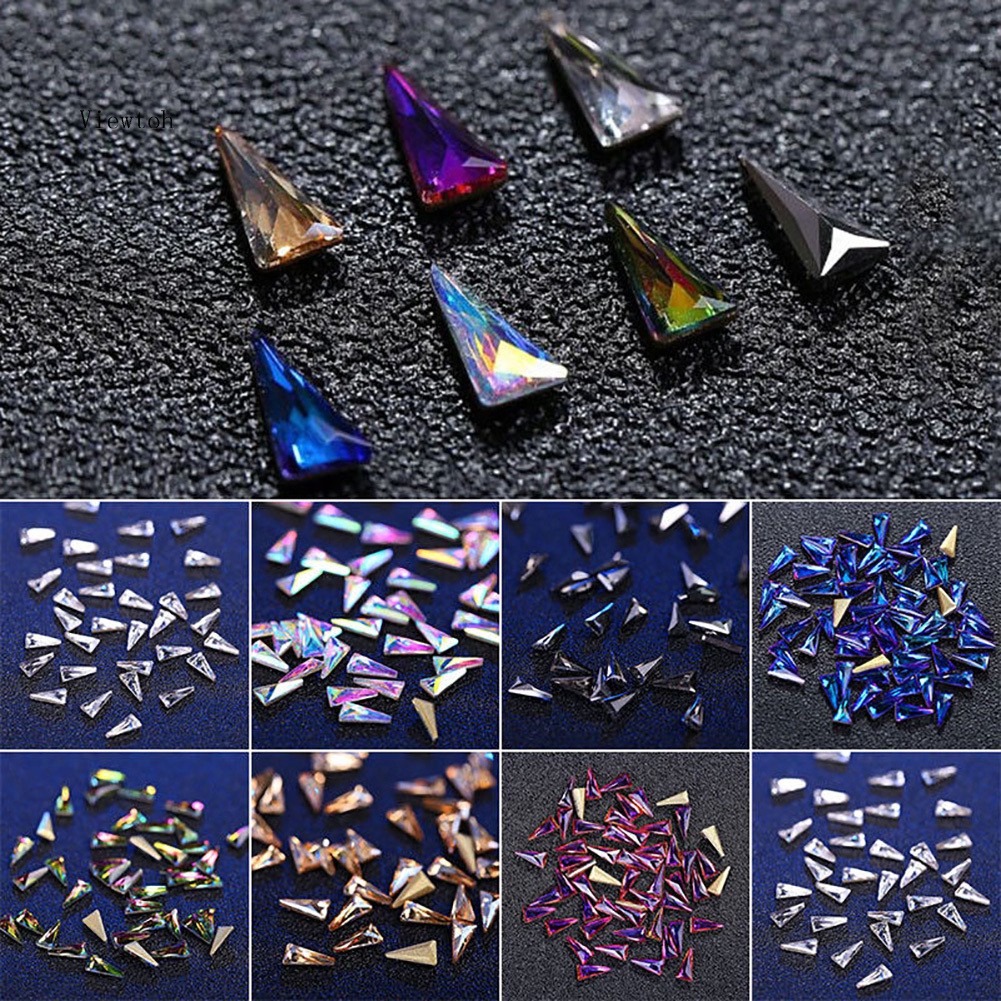 Set 10 viên đá hình tám giác lấp lánh trang trí móng tay DIY
