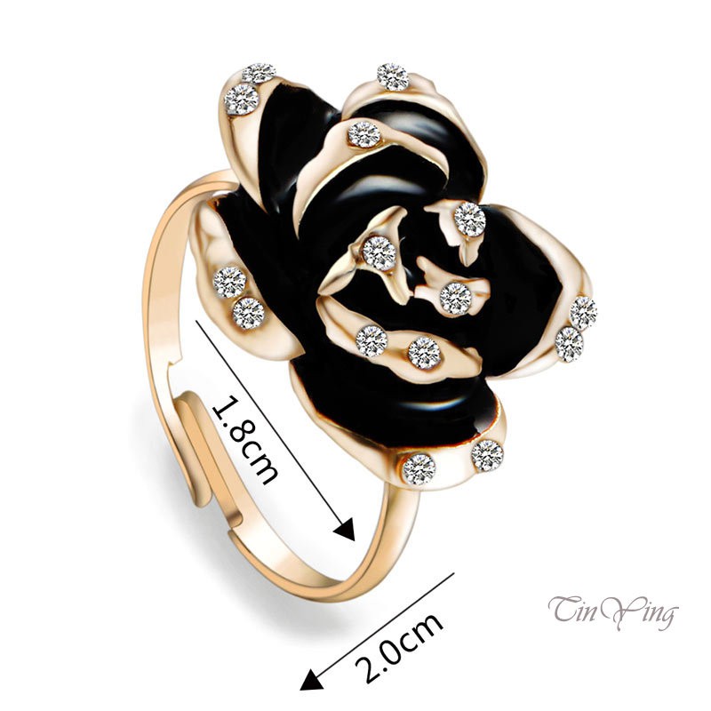 GETNOIVAS Nhẫn Hở Hợp Kim Hình Hoa Hồng Đính Đá Xinh Xắn