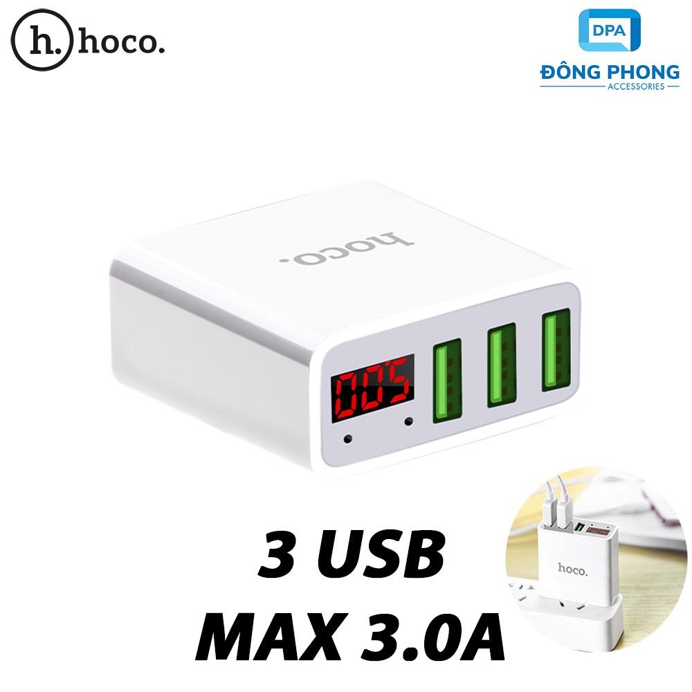 Củ Sạc Đa Năng Hoco C15 3 Cổng USB Chính Hãng