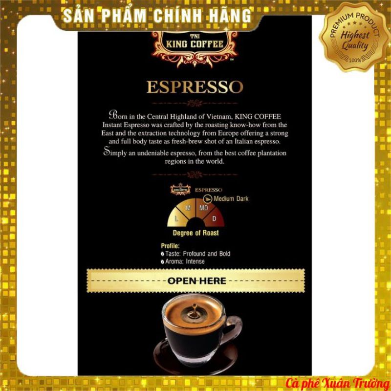 [Cà Phê Giá Sỉ Date New] Cà Phê Đen Hòa Tan KING COFFEE ESPRESSO (Hộp 100 gói x 2.5g)