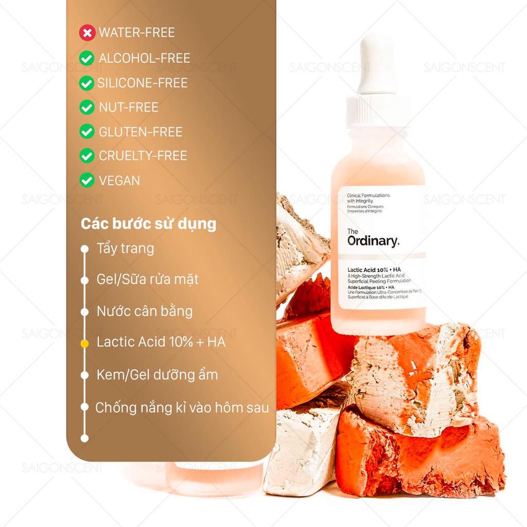 Tinh chất tẩy tế bào chết The Ordinary Lactic Acid 10% + HA