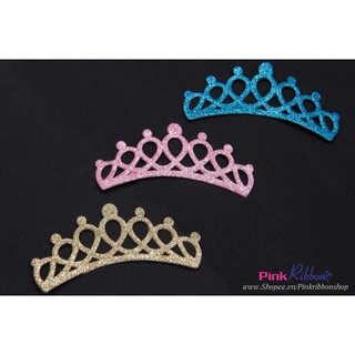 SET 2C-Vương miện nhũ cỡ 13cm phụ kiện thời trang, gắn lên phụ kiện tóc, làm phụ kiện nơ bờm kẹp tóc, DIY, handmade