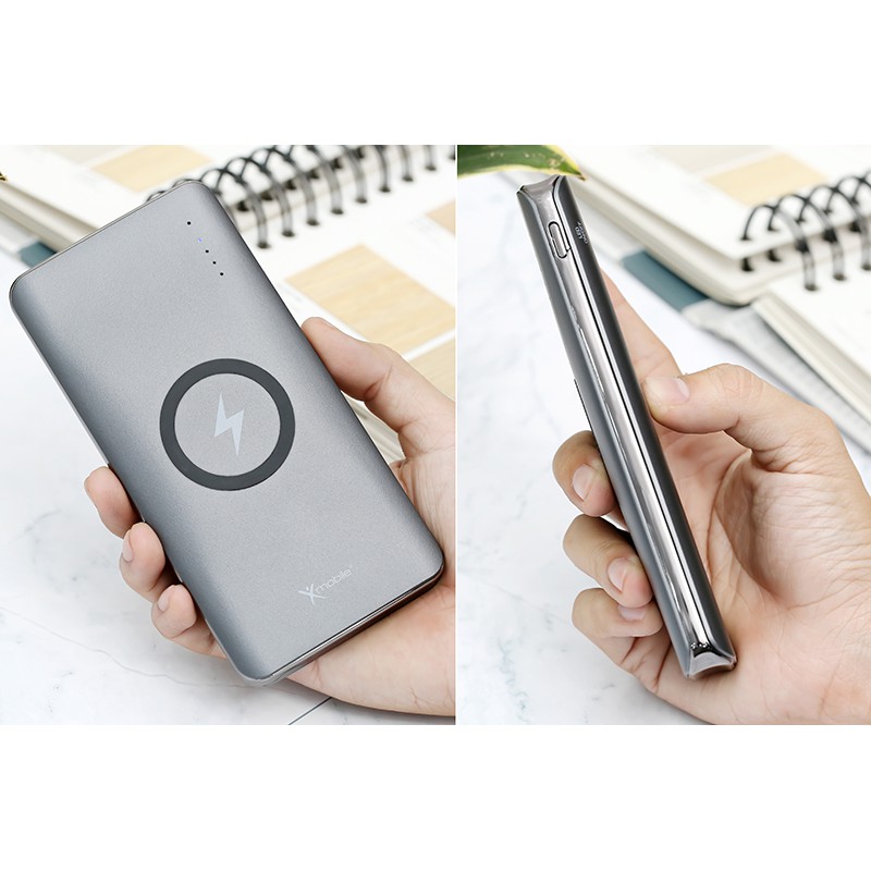 🔥GIÁ RẺ NHẤT🔥 Pin sạc dự phòng không dây Polymer 10.000mAh Type C PD QC3.0 Xmobile P66D Xám