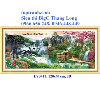 Tranh thêu chữ thập Non nước hữu tình LV3411 chưa thêu