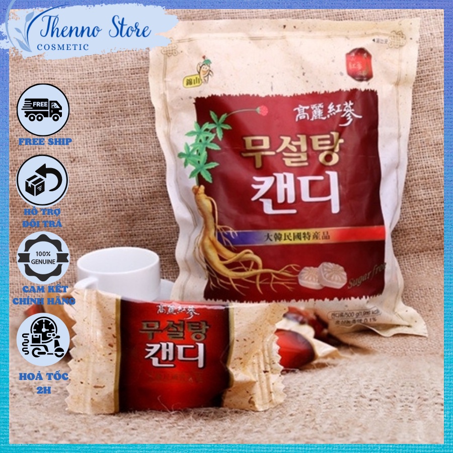 Kẹo Sâm - Kẹo Hồng Sâm Không Đường 365 Hàn Quốc túi 500g Màu Trắng
